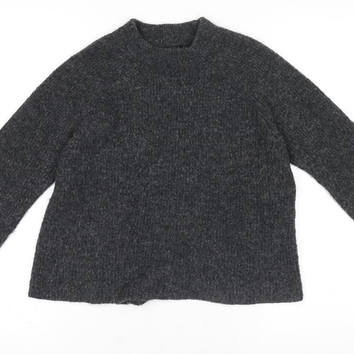 Pieces Women's Grey Wool Blend Chunky-Knit Pullover Jumper Size M