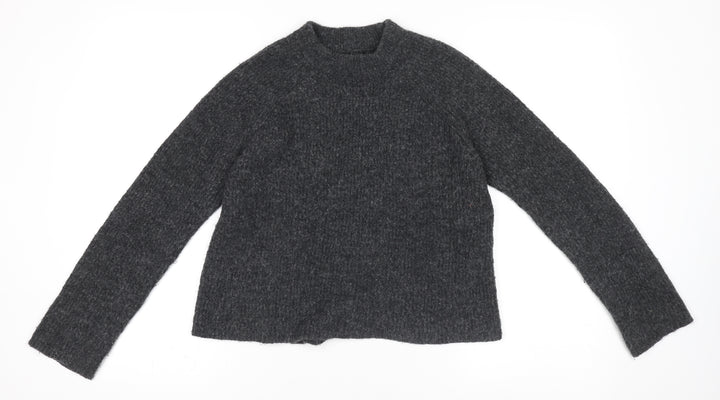 Pieces Women's Grey Wool Blend Chunky-Knit Pullover Jumper Size M