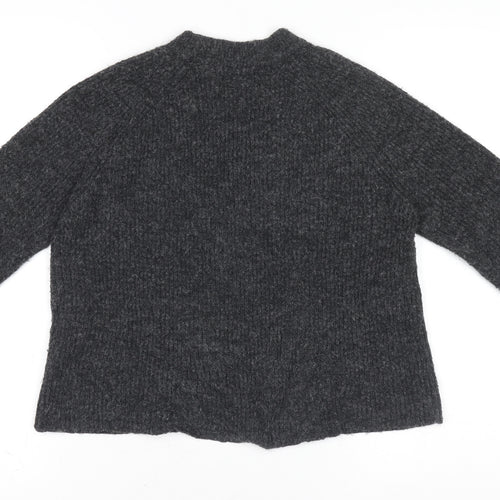 Pieces Women's Grey Wool Blend Chunky-Knit Pullover Jumper Size M