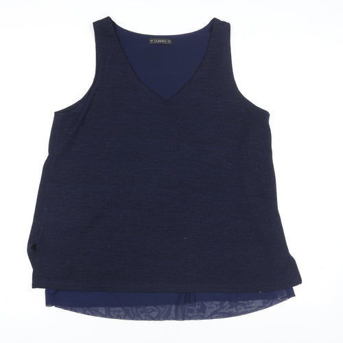 Dunnes Stores Women's Blue V-Neck Sleeveless Tank Top Size M