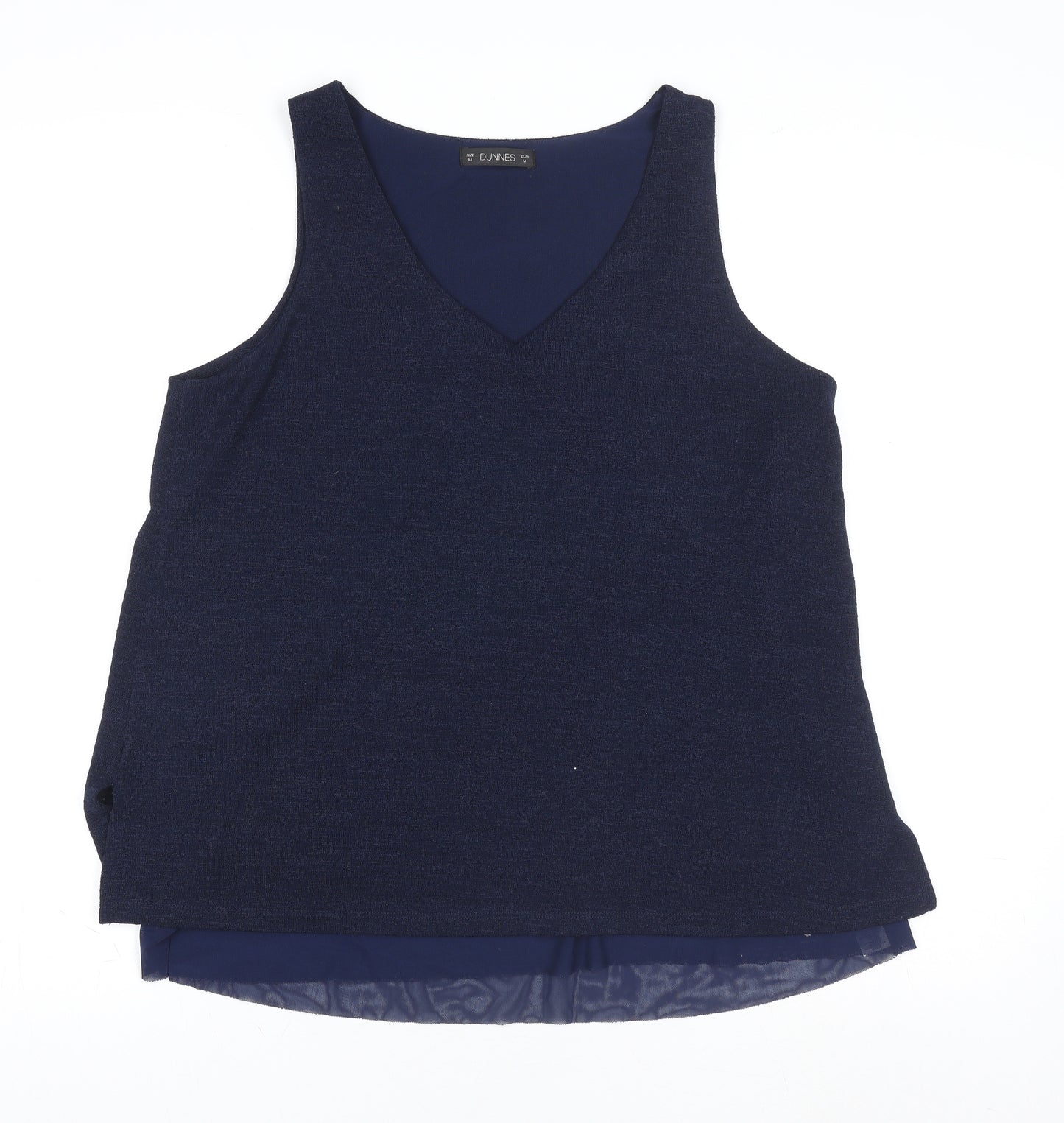Dunnes Stores Women's Blue V-Neck Sleeveless Tank Top Size M