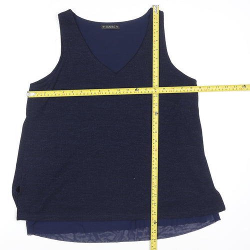 Dunnes Stores Women's Blue V-Neck Sleeveless Tank Top Size M