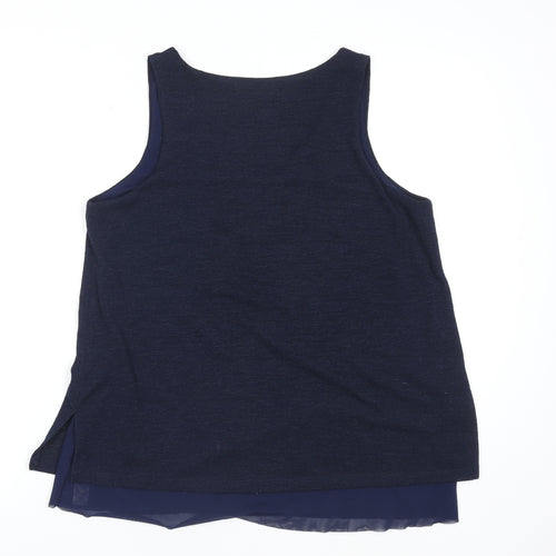 Dunnes Stores Women's Blue V-Neck Sleeveless Tank Top Size M
