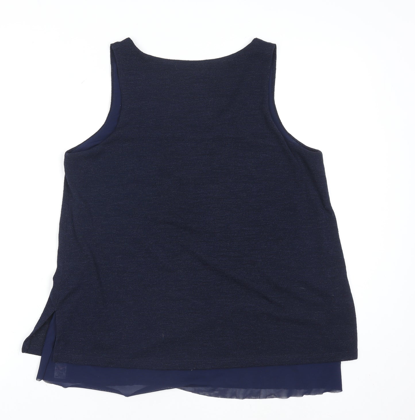 Dunnes Stores Women's Blue V-Neck Sleeveless Tank Top Size M