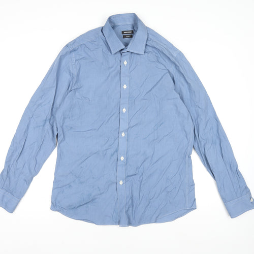 Remus Uomo Men's Blue 16 Slim Fit Long Sleeve Dress Shirt