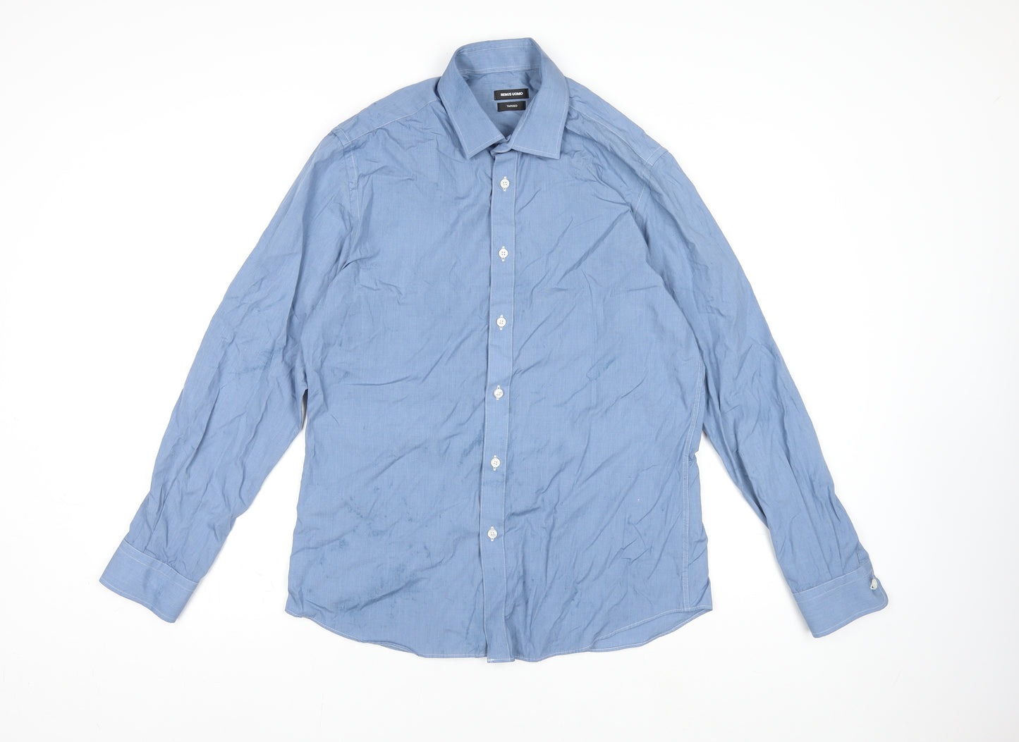 Remus Uomo Men's Blue 16 Slim Fit Long Sleeve Dress Shirt