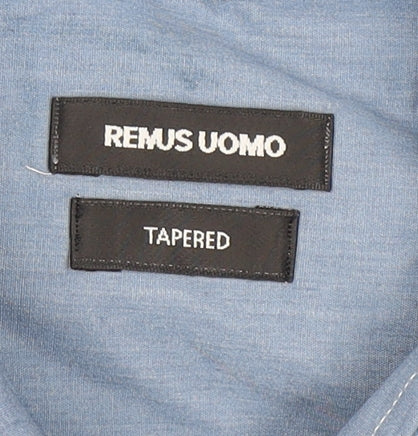 Remus Uomo Men's Blue 16 Slim Fit Long Sleeve Dress Shirt