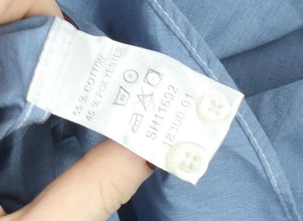 Remus Uomo Men's Blue 16 Slim Fit Long Sleeve Dress Shirt