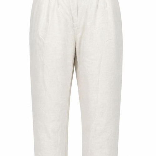 H&M Women Beige Linen Blend Pleated Trousers Size 8 Regular