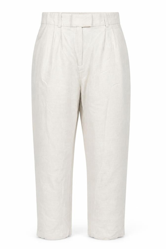 H&M Women Beige Linen Blend Pleated Trousers Size 8 Regular