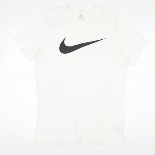 Nike Men's White Medium Swoosh Logo Sports T-Shirt