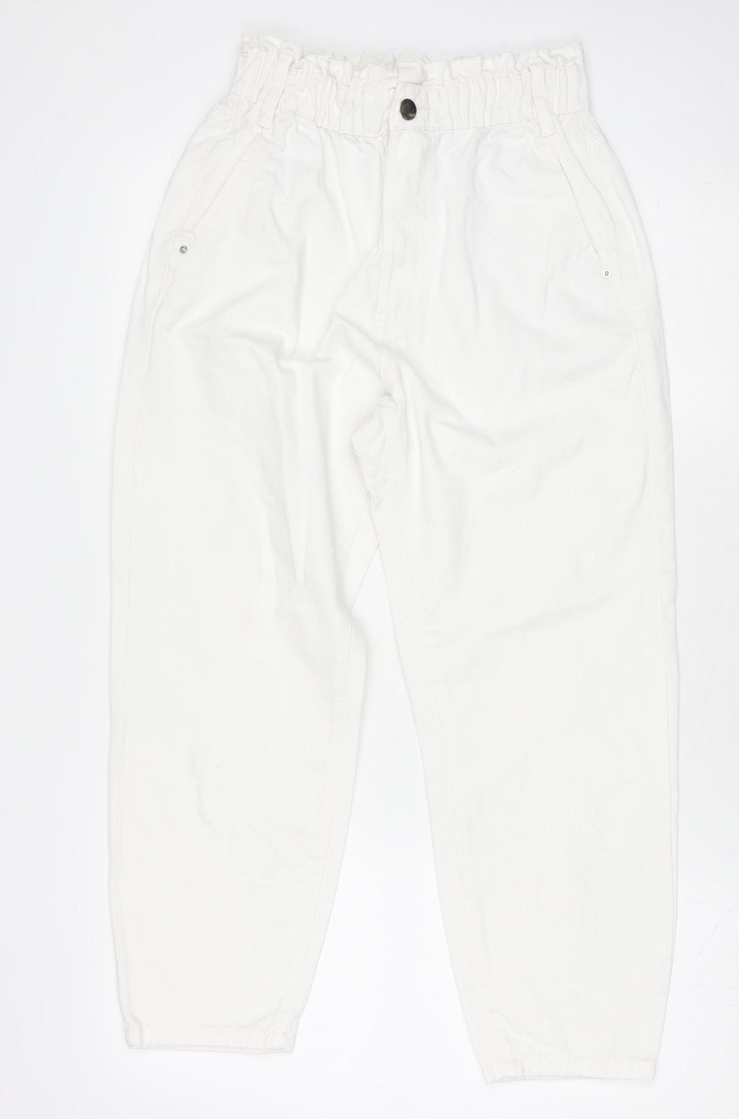Savida Women’s White High Rise Mom Jeans Size 8 Cotton Denim
