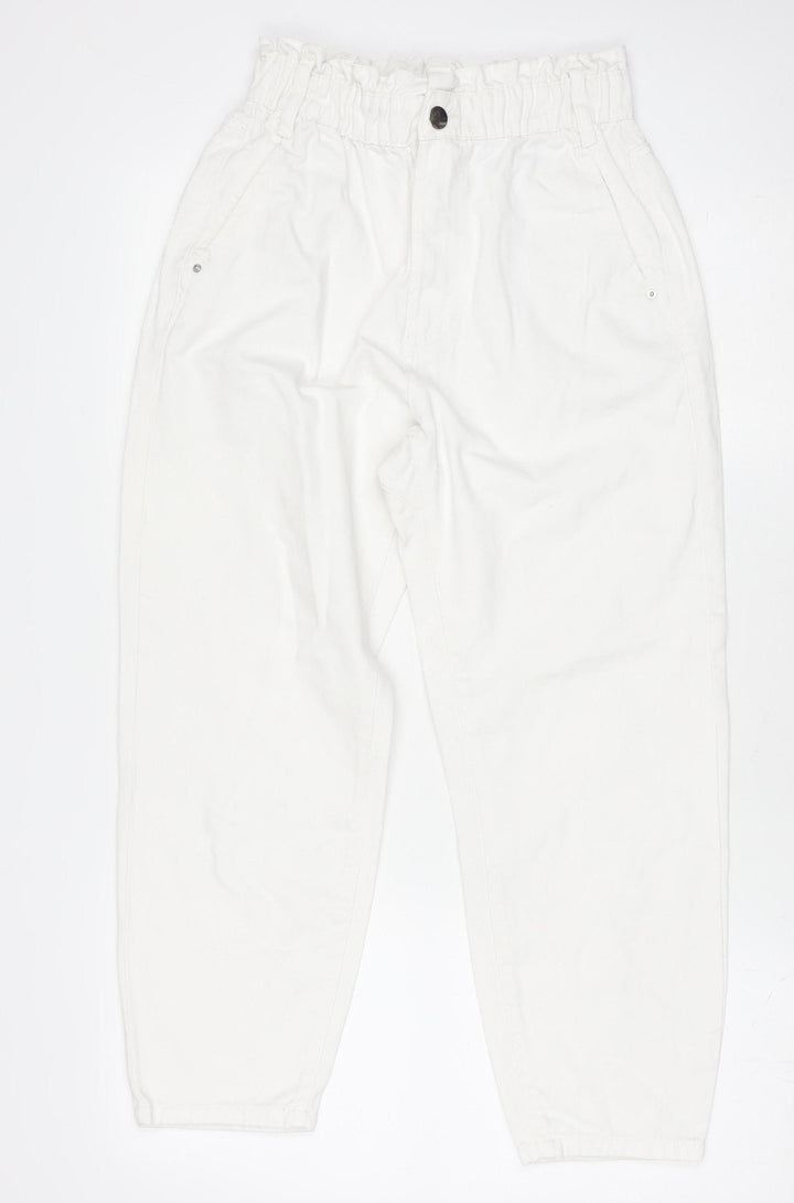 Savida Women’s White High Rise Mom Jeans Size 8 Cotton Denim