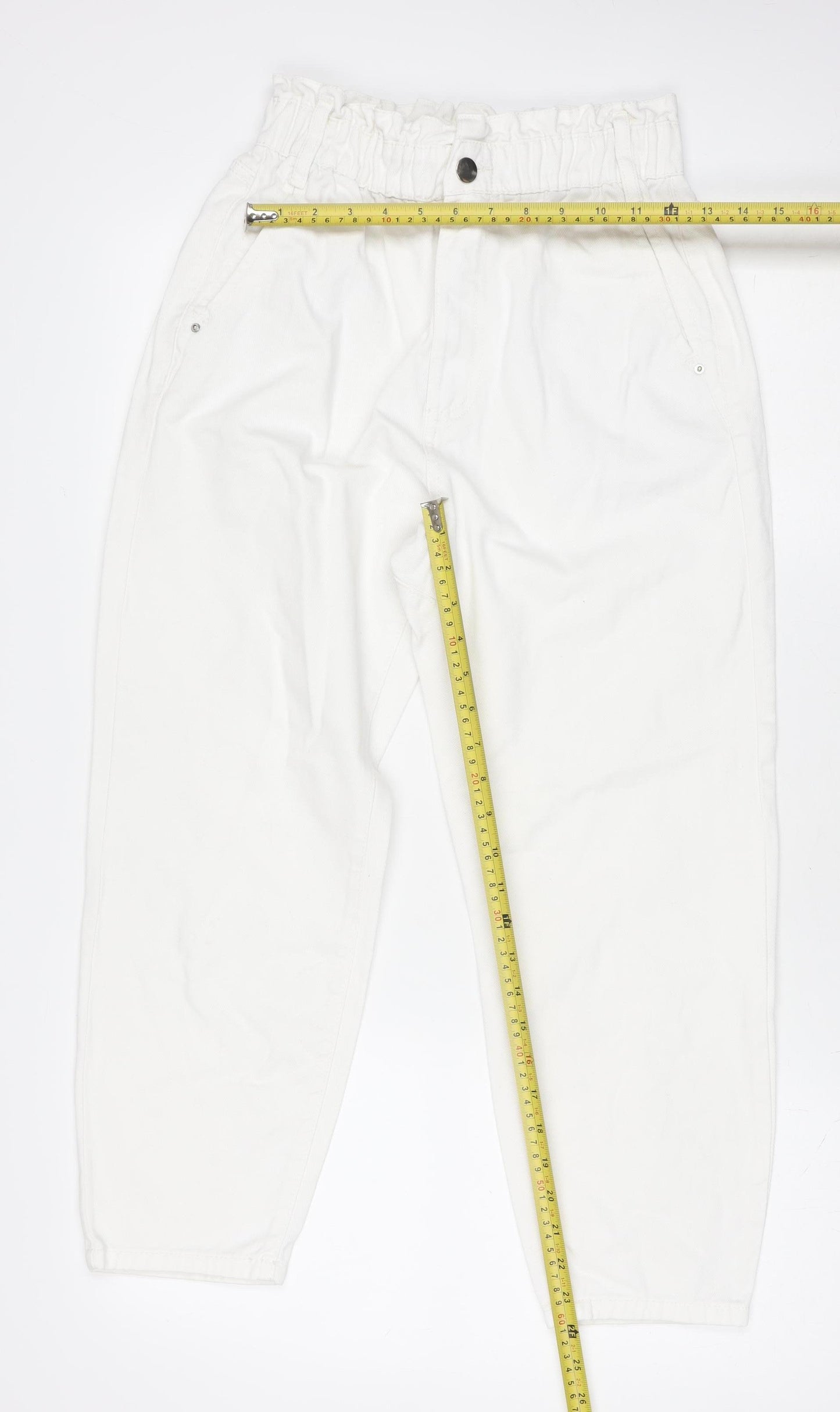Savida Women’s White High Rise Mom Jeans Size 8 Cotton Denim