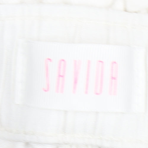 Savida Women’s White High Rise Mom Jeans Size 8 Cotton Denim