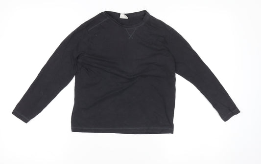 ZARA Boys Black Long Sleeve Cotton Basic T-Shirt 9-10 Years