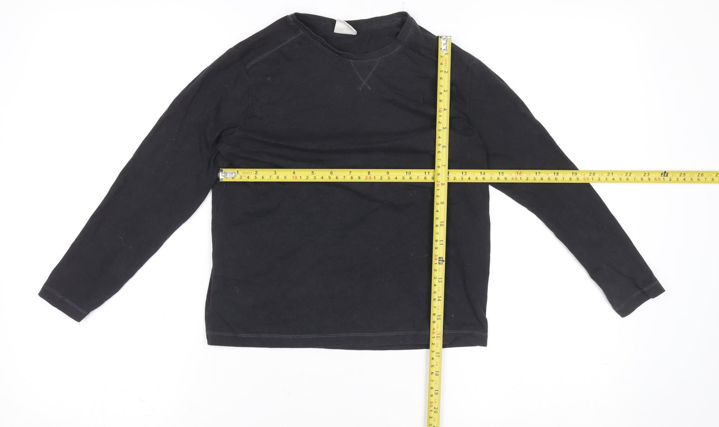 ZARA Boys Black Long Sleeve Cotton Basic T-Shirt 9-10 Years