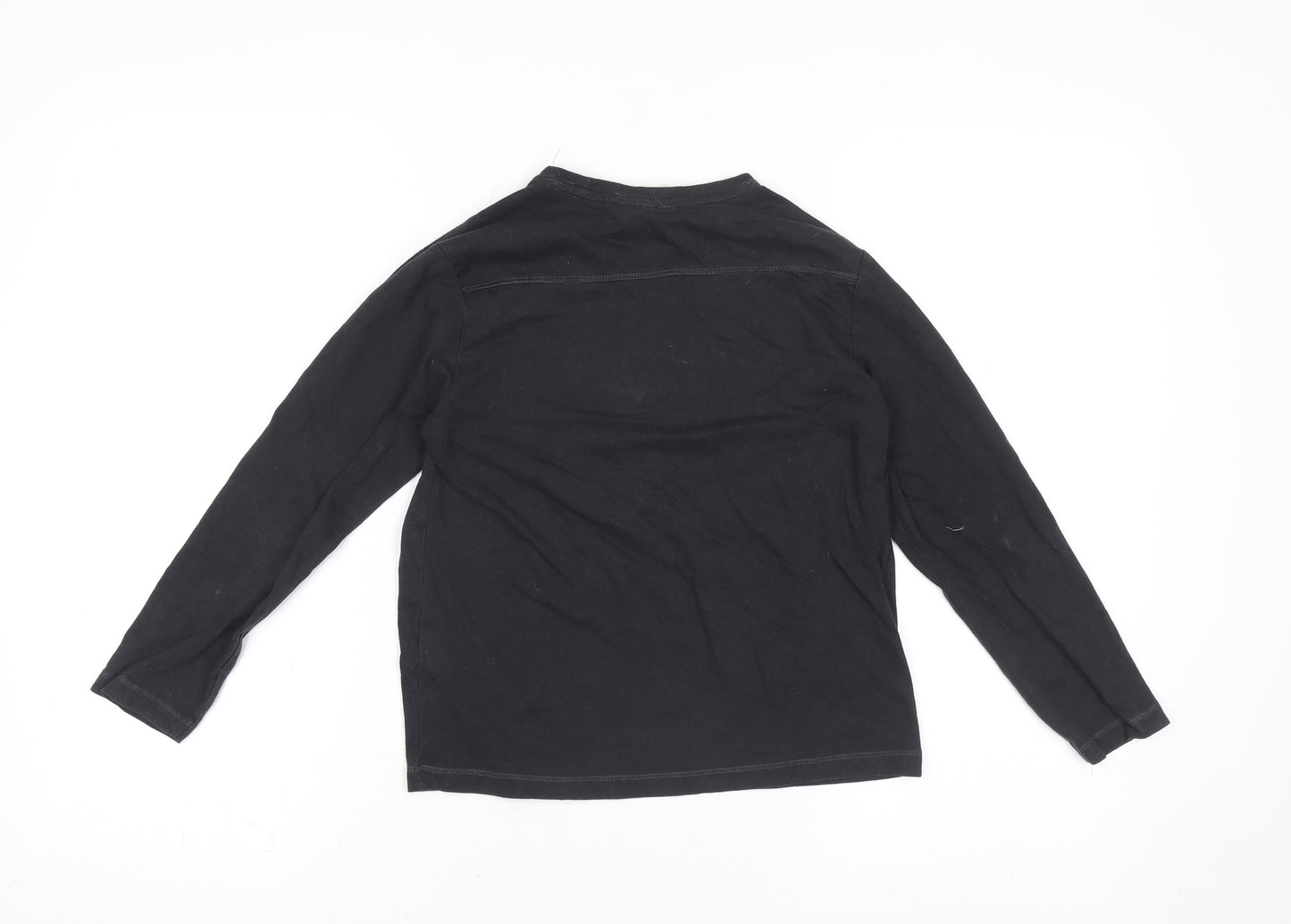 ZARA Boys Black Long Sleeve Cotton Basic T-Shirt 9-10 Years