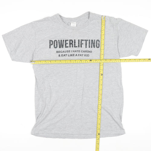 Men’s Grey Funny Powerlifting Graphic T-Shirt Size M