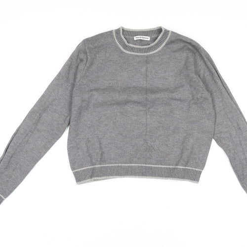 Theo & Spence Women's Grey Knit Crew Neck Pullover Jumper Size S