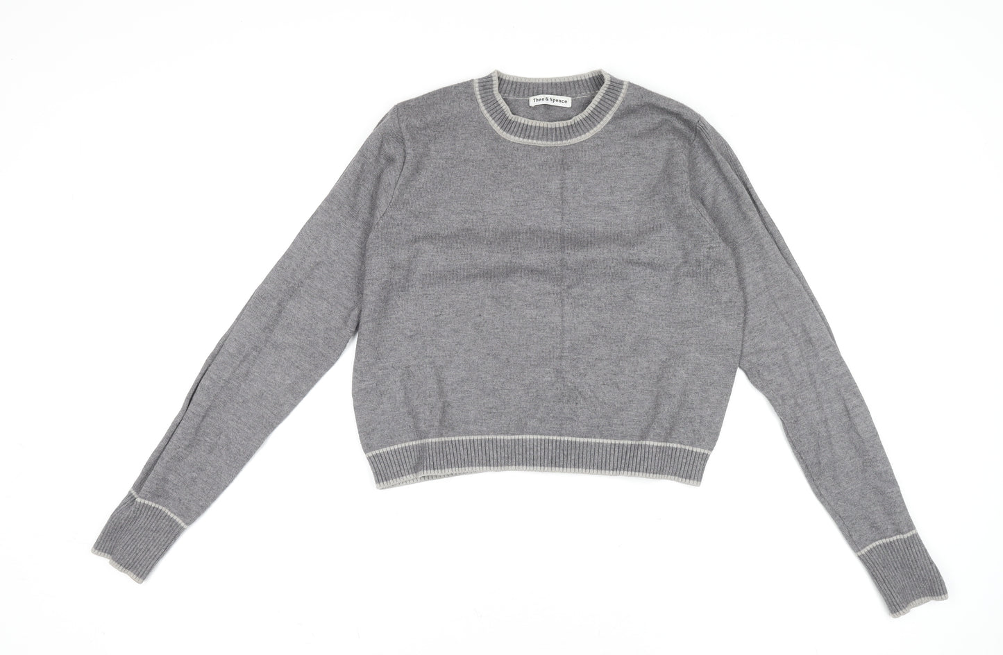 Theo & Spence Women's Grey Knit Crew Neck Pullover Jumper Size S