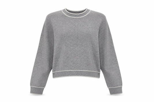Front view of Theo & Spence Women's Grey Knit Crew Neck jumper, size S
