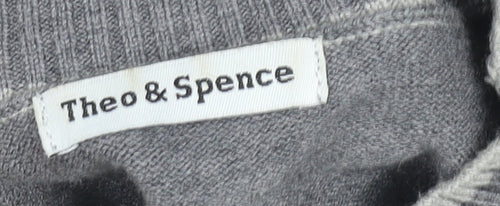 Theo & Spence Women's Grey Knit Crew Neck Pullover Jumper Size S