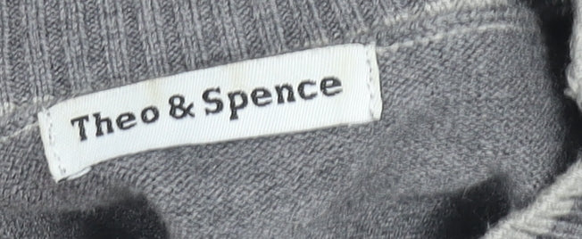 Theo & Spence Women's Grey Knit Crew Neck Pullover Jumper Size S