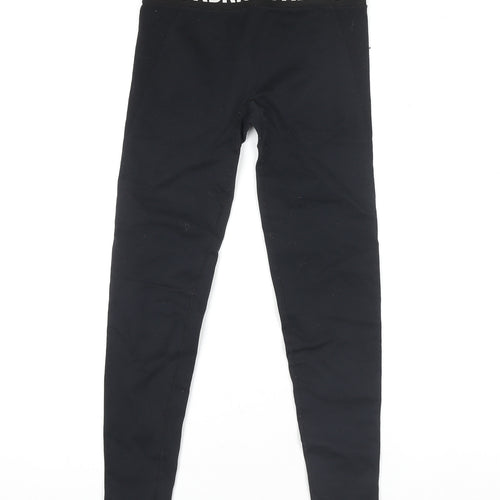 Fabric Girls Black Ankle Leggings S Elastic Waist Stretch Jersey