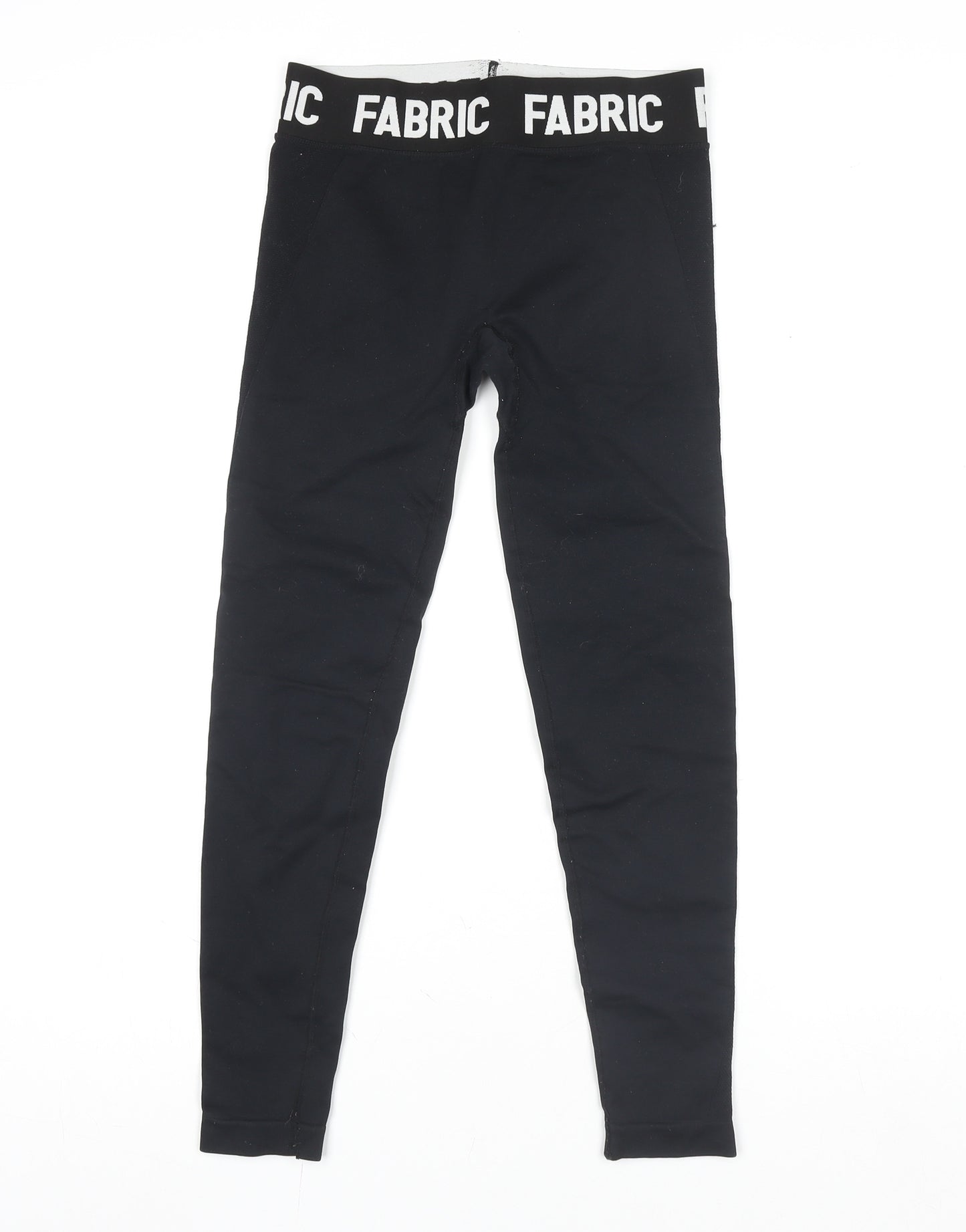 Fabric Girls Black Ankle Leggings S Elastic Waist Stretch Jersey