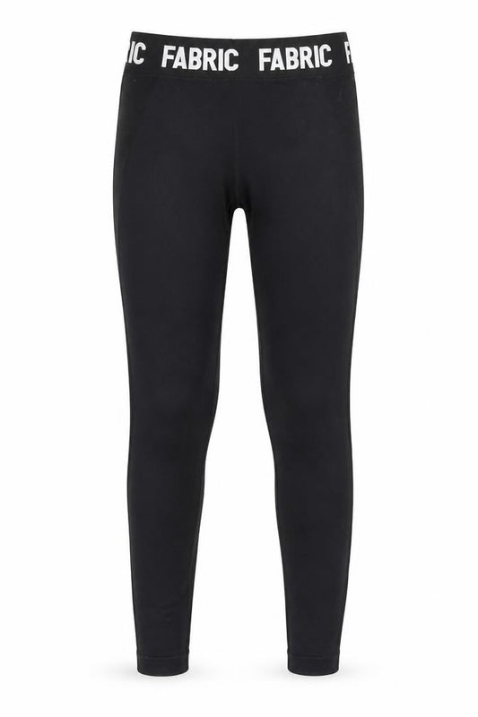 Front view of Fabric girls’ black ankle leggings s elastic waist stretch jersey