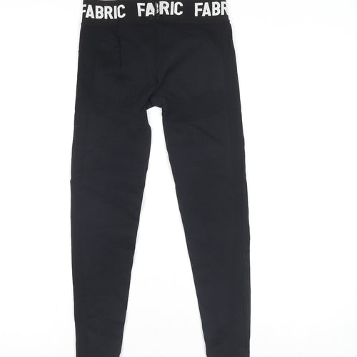Fabric Girls Black Ankle Leggings S Elastic Waist Stretch Jersey