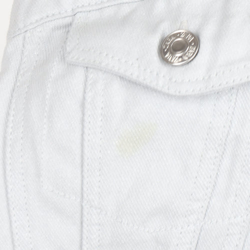 ZARA Women White Cropped Denim Button Strapless Blouse XS