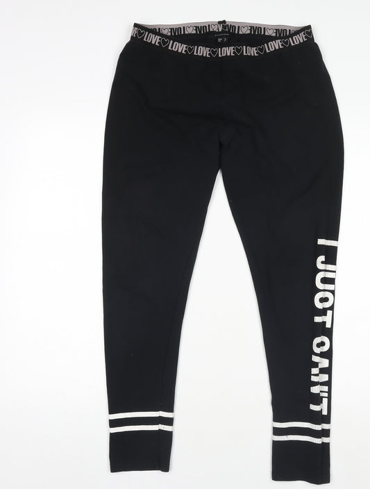 Atmosphere Women Black Love Waistband Cotton Blend Leggings Size 16