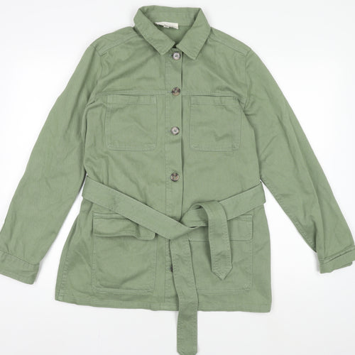 Marks and Spencer Women Green Size 10 Belted Shirt Dress