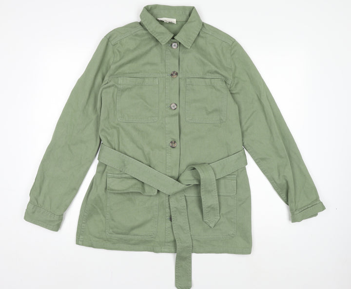 Marks and Spencer Women Green Size 10 Belted Shirt Dress