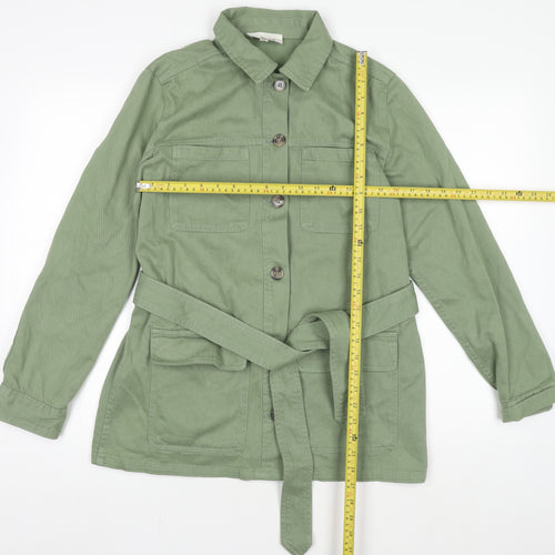 Marks and Spencer Women Green Size 10 Belted Shirt Dress