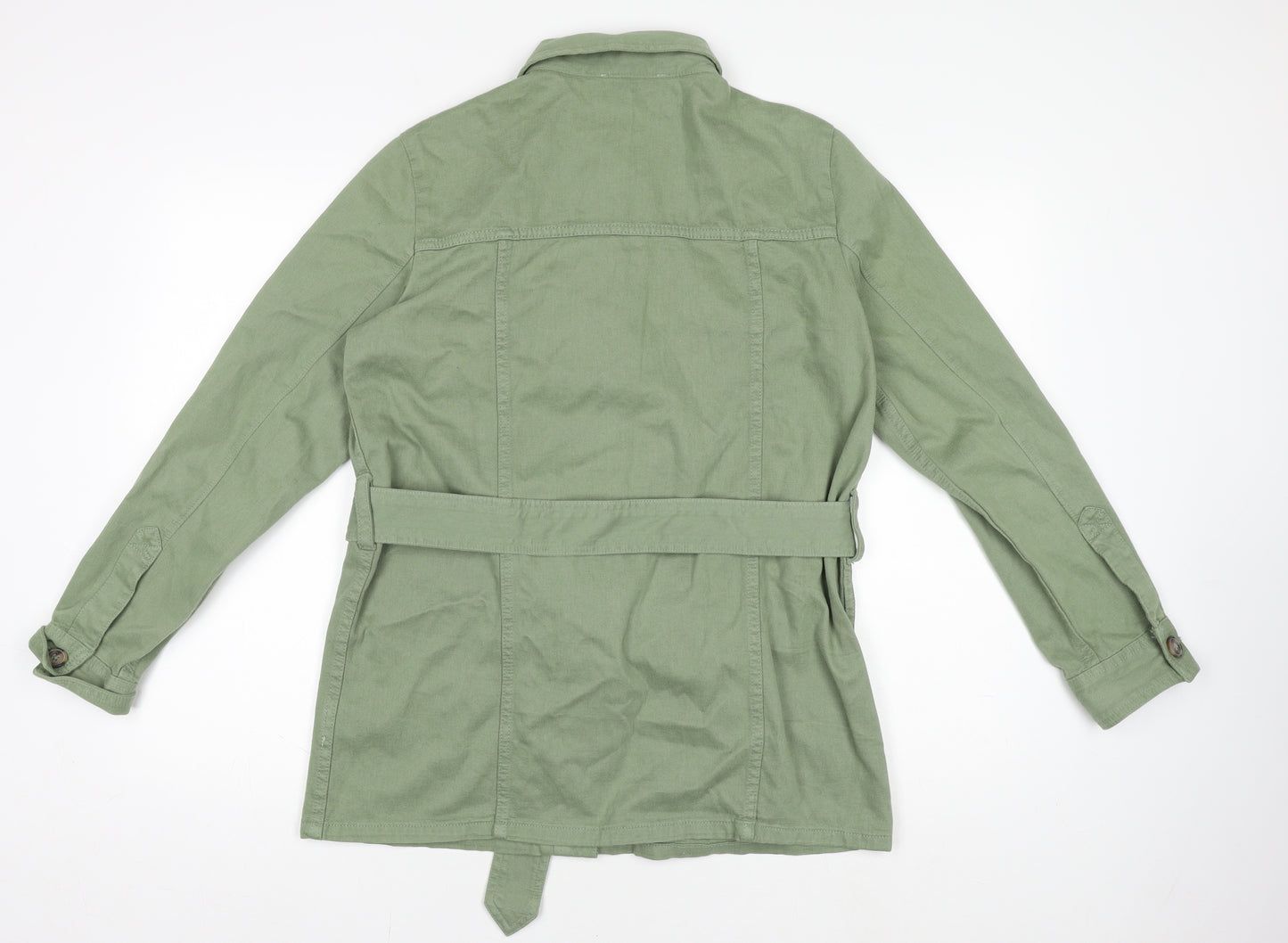 Marks and Spencer Women Green Size 10 Belted Shirt Dress