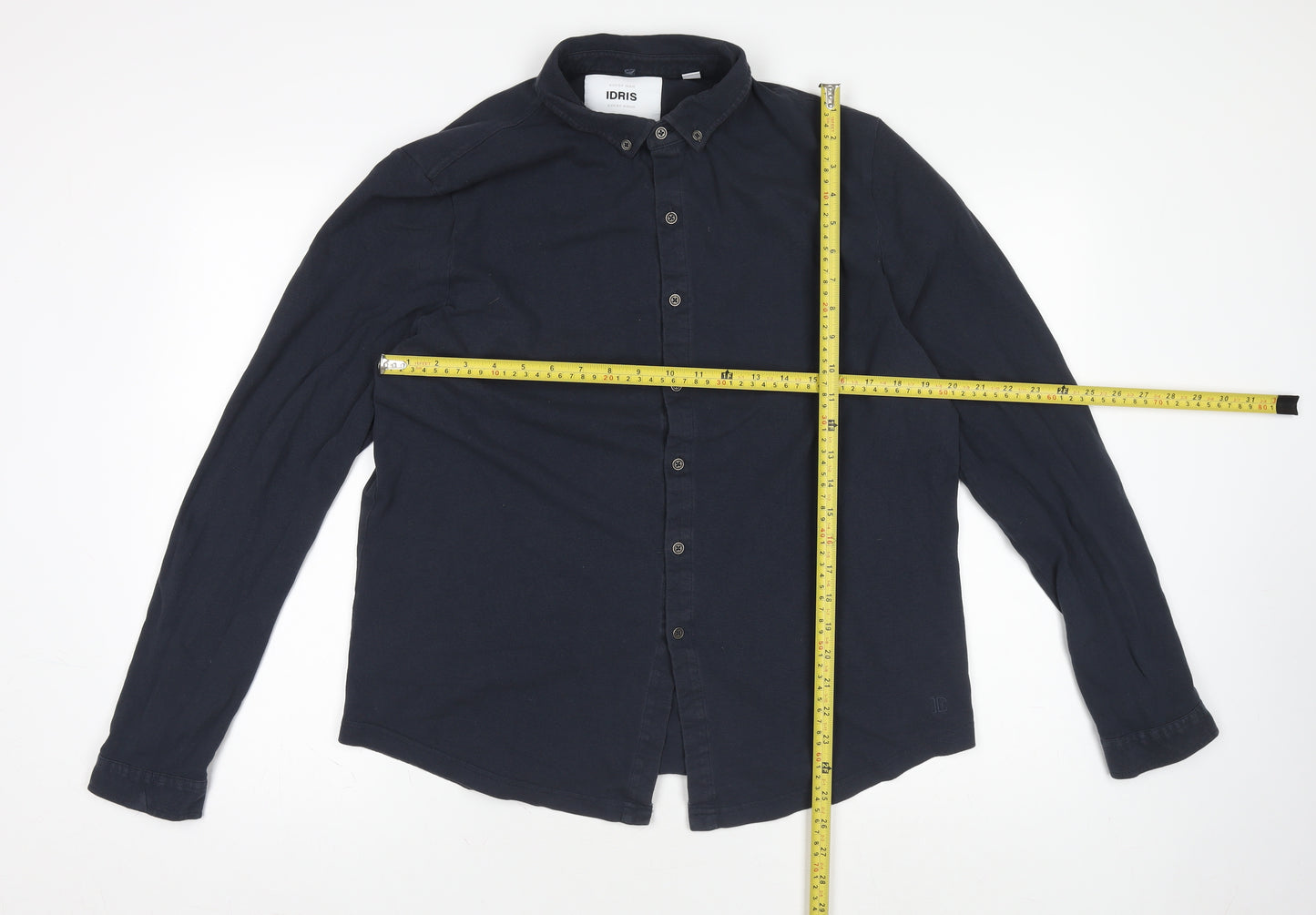 IDRIS Men Navy Blue 2XL Classic Long Sleeve Button-Up Shirt