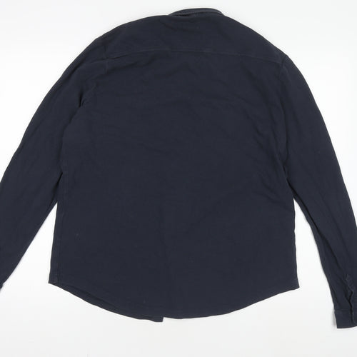 IDRIS Men Navy Blue 2XL Classic Long Sleeve Button-Up Shirt