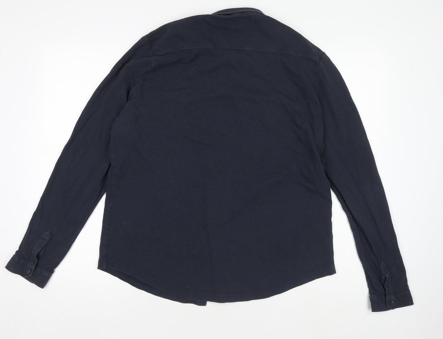 IDRIS Men Navy Blue 2XL Classic Long Sleeve Button-Up Shirt