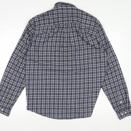 Next Signature Men's Blue Check Flannel Button-Down Shirt L 42-44"