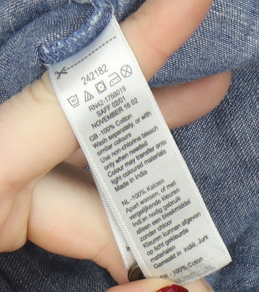 BLUE 73 Women's Blue Knee Length Denim Shirt Dress Size 14