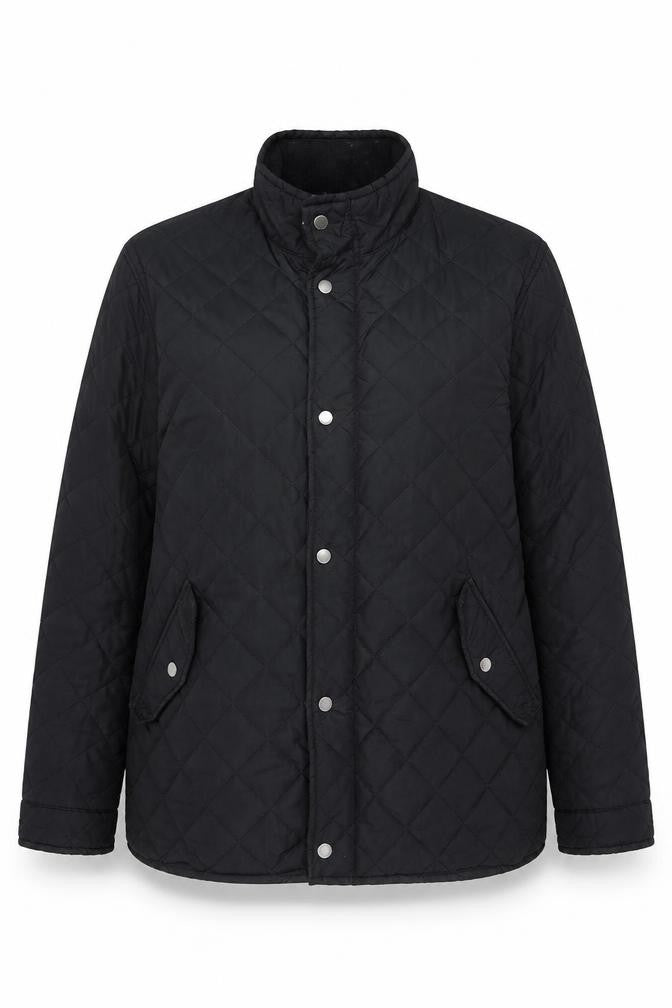 Front view of Stone Bay Women’s Black Quilted Mid-Length Jacket XL