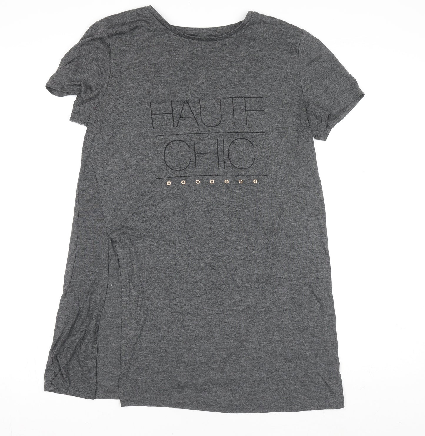 Atmosphere Womens Grey T-Shirt Size 14 Casual Studded Haute Chic