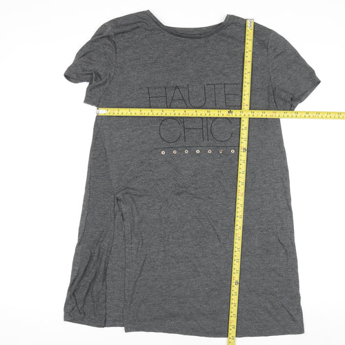 Atmosphere Womens Grey T-Shirt Size 14 Casual Studded Haute Chic