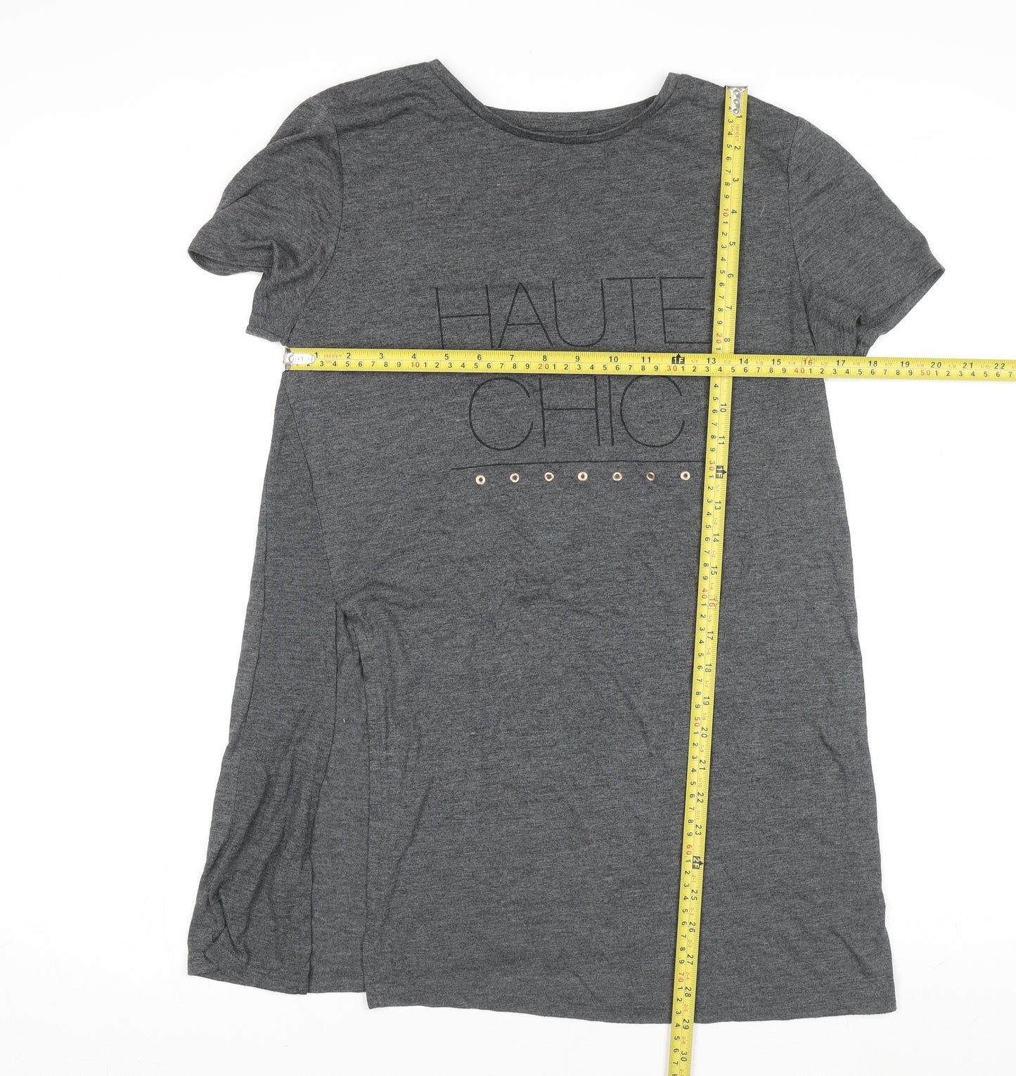 Atmosphere Womens Grey T-Shirt Size 14 Casual Studded Haute Chic