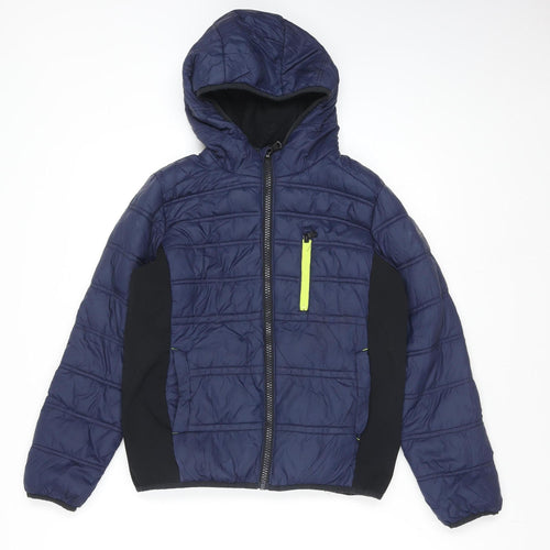 Michael Kors Boys Blue Hooded Padded Zip Jacket 10 Years Nylon Polyester