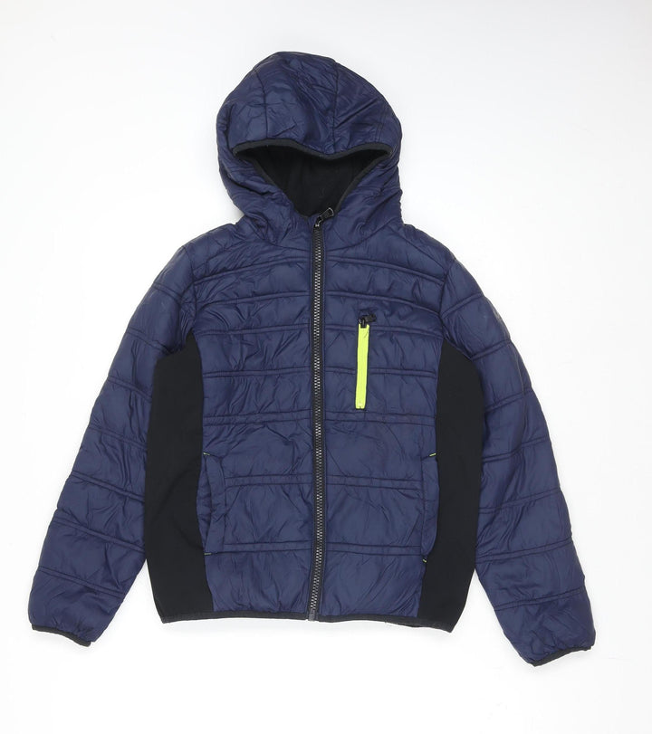 Michael Kors Boys Blue Hooded Padded Zip Jacket 10 Years Nylon Polyester