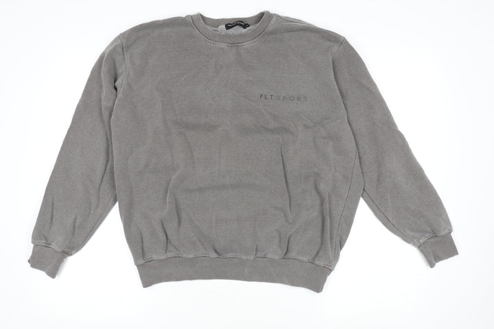 PrettyLittleThing Women’s Grey Pullover Jumper PLT Sport Logo M Cotton Blend
